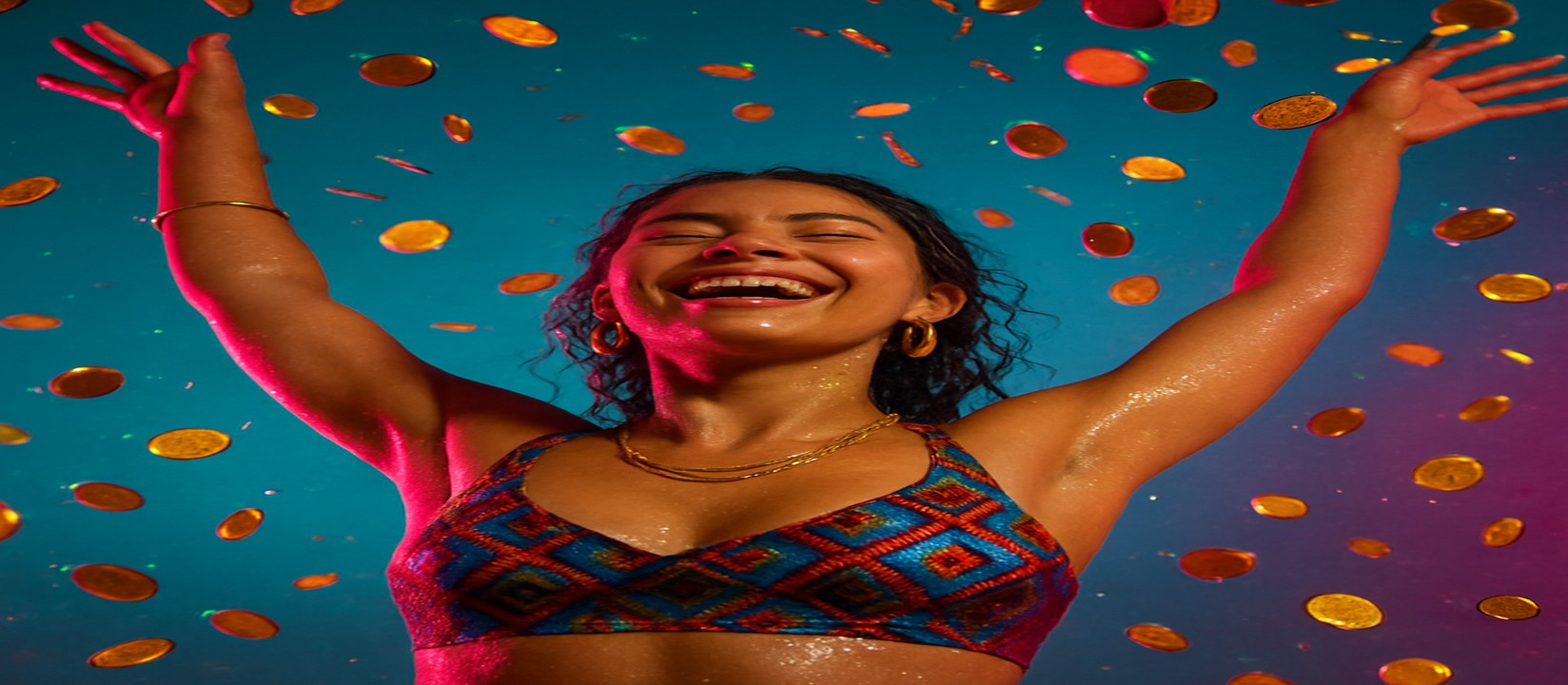 মুদ্রার ঝরনার মাঝে adda7 গেমিং প্ল্যাটফর্মে রঙিন পোশাকে